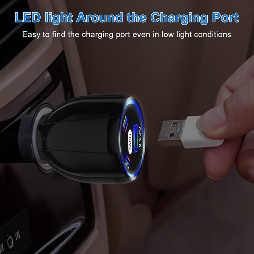 90W USB C Car Charger Adapter 3-Port Fast Car Charger Adapter, Cigarette Lighter USB Charger, Fast Car Charger Socket Compatible with iPhone, Android, Samsung Galaxy
