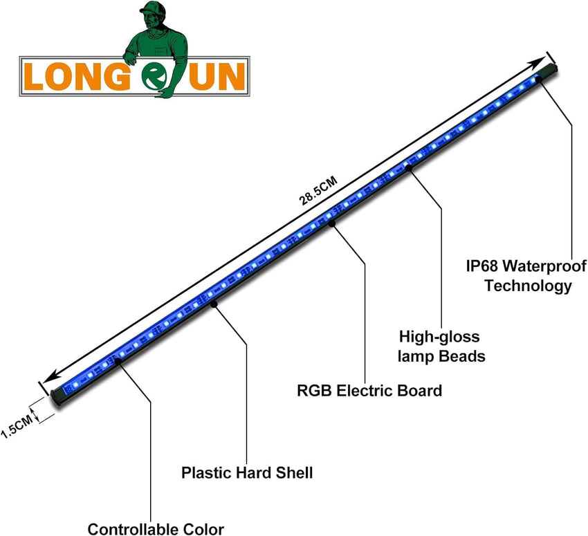 Longrun LED Strip Lights, LED Water Blade Features Lights, IP68 Waterproof Pond Pool Light Underwater with Remote, APP Control LED Light for Garden Fountain Outdoor Aquarium -28.5cm