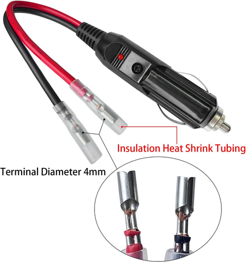 Dongge Car replacement 12V / 24V cigarette lighter plug with lead and wiring single head terminal Cigarette lighter DIY power cord