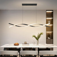 Mikeru 120CM Wave Pendant Light, Black Creative LED Dining Lights 3000/4500/6000K Dimmable 10% to 100% Pool Table Lighting Adjustable Kitchen Island Lamp for Living Room, Bedroom
