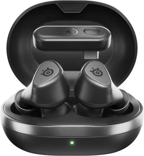 SteelSeries Arctis GameBuds for PS5 - Wireless Gaming Earbuds - 2.4GHz + BT 5.3 - ANC/Transparency - IP55 Water Resistant - 40H Battery - Wireless Charging - PS5, PC, Switch 2, Mobile - Black