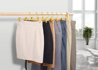 Amber Home 31cm Premium Matte Gold Aluminum Trousers Hangers 20pcs, Extra Smooth & Durable Metal Skirt Pants Hanger, Light & Sturdy Metal Rack for Bottoms with Non-slip Clips and Swivel Hook