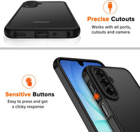 ivoler 3 in 1 Case for Samsung Galaxy A16 4G/5G with 2 Pieces Tempered Glass,[Military Protection] Transparent Anti-Shock Protective Cover-Black