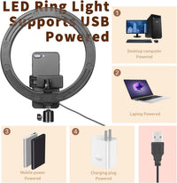 Ring Light 10" with 67" READ DESC Extended Tripod Stand & Phone Holder for YouTube Video, Camera Led Ring Light for Streaming, Makeup, Selfie Photography Compatible with iPhone Android