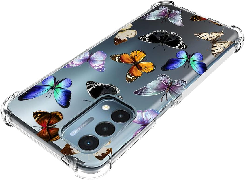 Yerebel Case for Oneplus Nord N200 5G, Clear Flexible Bumper TPU Soft Rubber Silicone Case, Butterfly Design, Drop & Scratch Protection