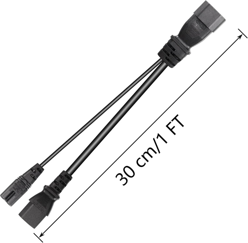 CERRXIAN 1FT C14 to C7 + C13 Y Splitter Power Cable,IEC 320 C14 Male to C7+C13 Female AC Conversion Cable,for Computer,Projector, Scanner,Printer,Etc