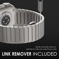 NewWays 49mm 46mm 45mm 44mm 42mm(Series 3 2 1) Metal Strap Compatible with Apple Watch,Solid Stainless Steel Link Replacement Band for iWatch Ultra/Ultra2,Series 10/9/8/7/6/5/4/3/2/1/SE,Titanium