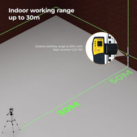 CIGMAN Green Laser Level, Self-leveling Cross Line Laser, 30M Working Distance (Up to 50M with Detector), Rechargeable Battery Built-in, Button Control Laser