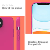 YATWIN Silicone Case for iPhone 11, Soft-Touch, Shockproof, DustProof, Antiskid Full Body Armour Phone Cover for Apple iPhone 11 - Magenta