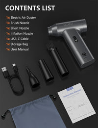Cordless Compressed Air Duster Rechargeable 130,000 RPM Brushless Motor Stepless Speed â Handheld