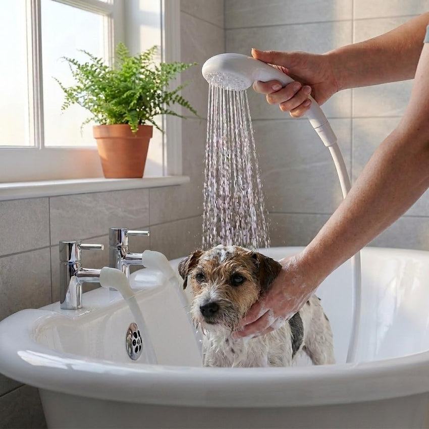 Croydex Shower Head & Hose Push-On 1.2m Rub-Clean Nozzles Compatible with Low/High Pressure â Chrome
