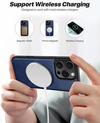 OCASE for iPhone 16 Pro Max Case, Detachable 2 in 1 PU Leather Wallet Case with RFID Blocking, Wireless Charging, Card Holders, Kickstand, Shockproof Removable Phone Cover, Blue