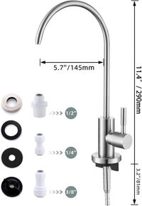 Drinking Water Tap,Easy to Install Sink Water Filter Tap,Lead-Free Reverse OsmosisTap for Kitchen Bar Sink,Brushed Nickel SUS304 Stainless Steel (Large)