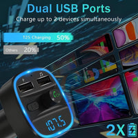 Bluetooth FM Transmitter for Car – Wireless Radio Receiver Adapter with Hands-Free Calling, Fast Charging (PD 20W, QC3.0, 2.4A USB), MP3 Player, TF Card/USB Disk Support, LED Ambient Light