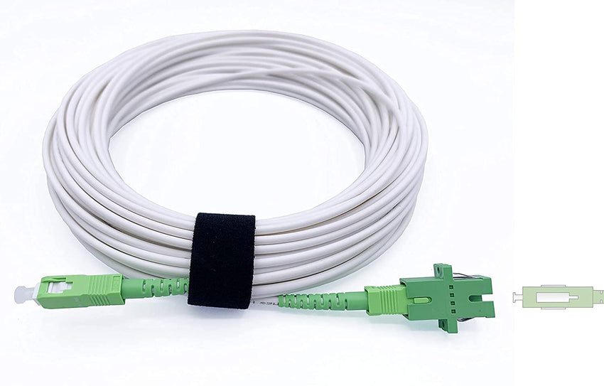 Elfcam(R) - Fiber Optic Singlemode SC/APC to SC/APC, Extending Fiber Optic Cable, Compatible with FTTH, White, 2m / 6.56ft