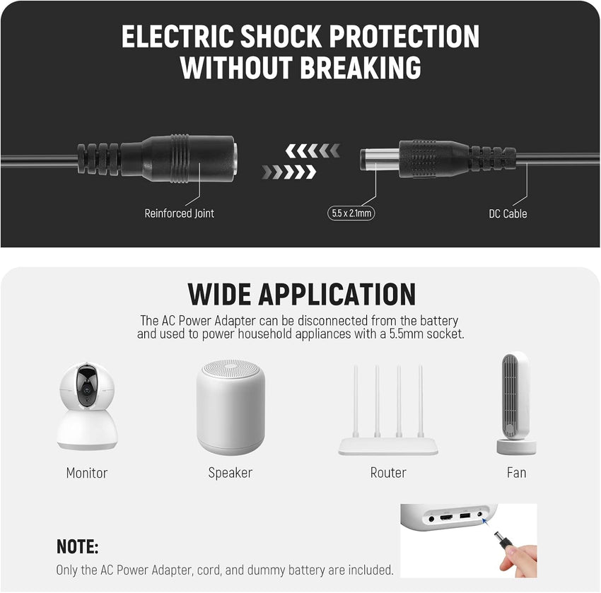 NEEWER Dummy Battery Replacement for LP-E6 LP-E6N LP-E6NH with DC Coupler and AC Power Adapter Compatible with Canon EOS R Ra R5 R5C R6 R6II R7 5D 6D 7D Mark II/III/IV 5DS 5DSR 60D 70D 80D 90D