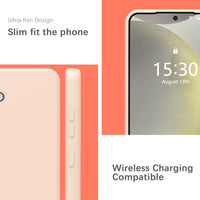 YATWIN Silicone Case for Samsung Galaxy S24, Soft-Touch, Shockproof, DustProof, Antiskid Full Body Armour Phone Cover for Samsung Galaxy S24 - Light Pink