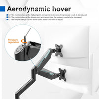 GRIFEMA GB2003-1 Single Monitor Arm Desk Mount for 13" to 32" Screen, Gas Spring Single Monitor Stand, Weight 2-9KG, Height Adjustable VESA 75 & 100mm, Black