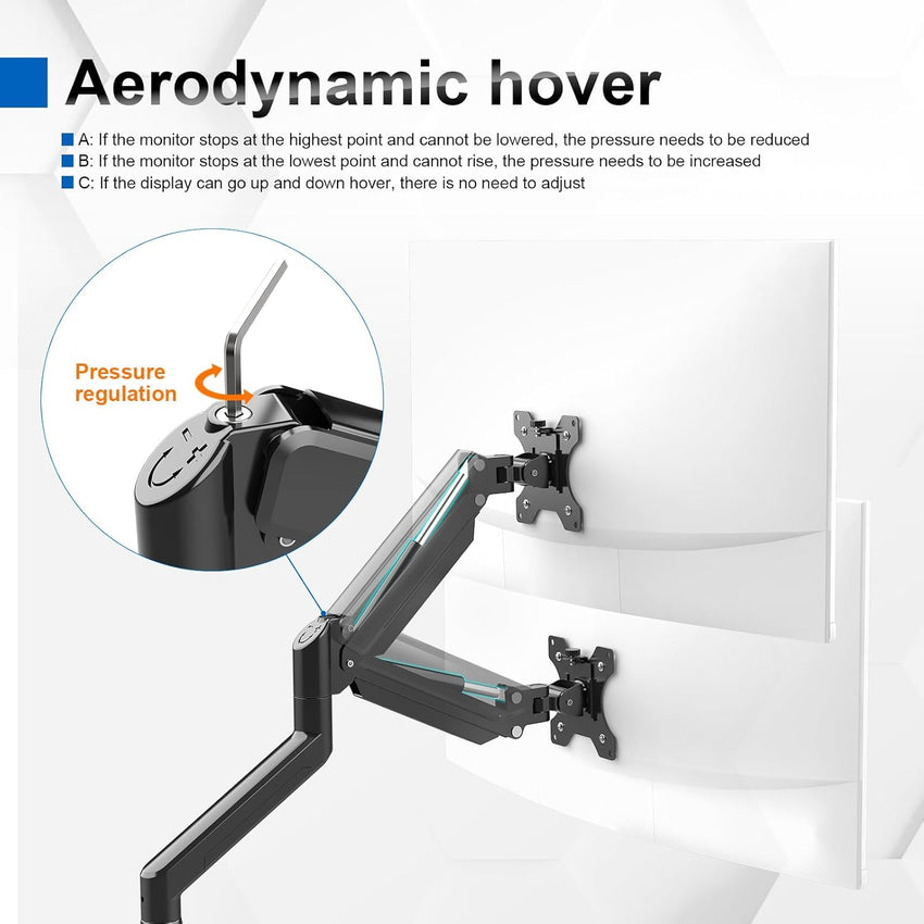 GRIFEMA GB2003-1 Single Monitor Arm Desk Mount for 13" to 32" Screen, Gas Spring Single Monitor Stand, Weight 2-9KG, Height Adjustable VESA 75 & 100mm, Black