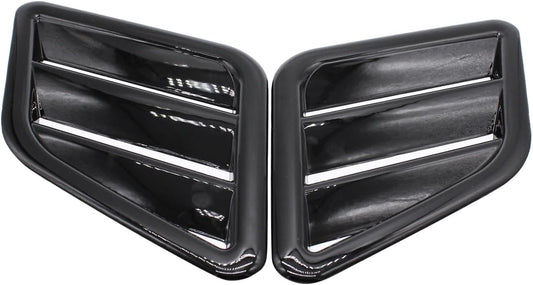 2 PCS/SET Bonnet Vent Cover Glossy ABS Black Hood Vent Cover Engine Air Flow Outlet Vent Cover Grille Replacement for Ford Focus Fiesta Vauxhall Corsa Jazz