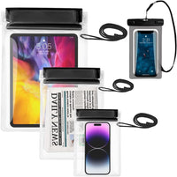 Clear Waterproof Pouch Bag, [4 Pack] Waterproof Bags Large Size Set, Waterproof Case Dry Bag for Beach/Swim/Boating/Kayaking/Hiking/Protect Phone/Camera/Cash/Document - Black