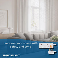 PRO ELEC PELB1949 2 Gang Surge Protected Extension Lead White, 3m