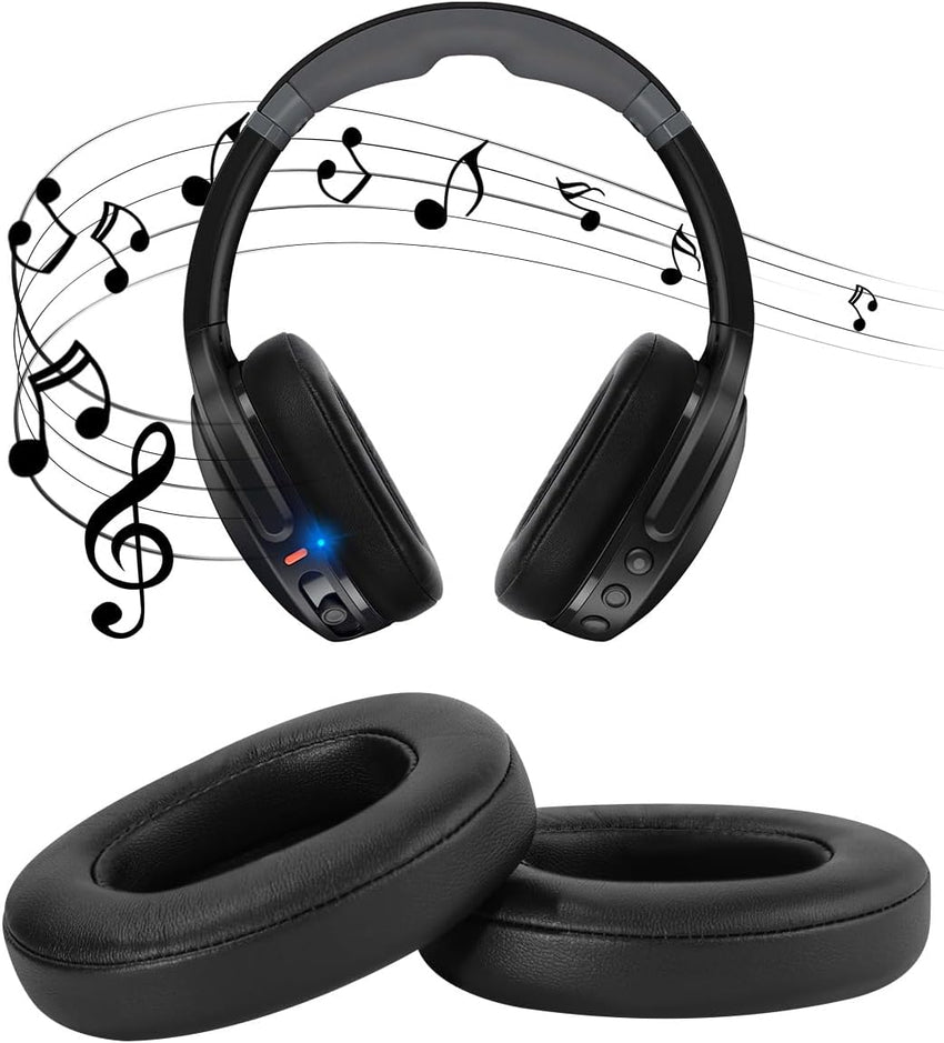 ELZO Replacement Earpads Cushions for Skullcandy Crusher Evo/Wireless/ANC, Professional Ear Pads for Hesh 3/EVO/ANC, Softer Protein Leather, Noise Isolation, Memory Foam, Added Thickness (Black)