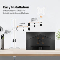 Single Monitor Arm Desk Mount, Max Load 10kg, Single Monitor Mount for 13-32 inch LCD LED Screens, Adjustable Single Desk Mount with Tilt Swivel Rotation, 2 Mouting Options, Vesa 75x75/100x100mm White