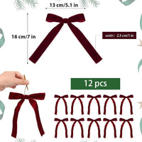 Christmas Tree Decorations Velvet Bows with Twist Ties â Burgundy
