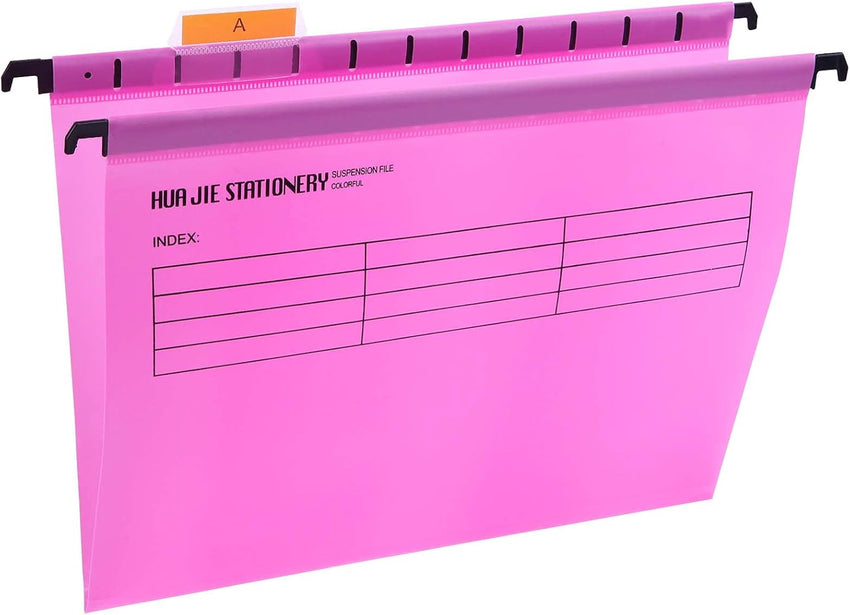 Srvnpioy A4 Suspension Files with Tabs and Card Inserts for Filing Cabinets (Pack of 12, Pink) Polypropylene A4 Hanging Filing Storage Folders for Office Home School