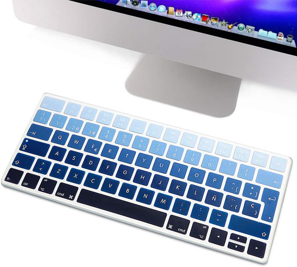 Premium EU Layout Spanish Ultra Thin Soft-touch Silicone Keyboard Protective Cover Skin Protector for Magic Wireless Keyboard MLA22L/A A1644 (2015 Released)-Purple
