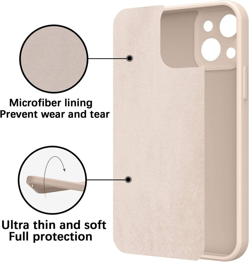KPPIT Compatible with iPhone 14 Plus case,Silicone Case,Ultra Slim Soft Gel Anti-Scratch,Microfiber Lining,Rubber Shockproof Case Cover iPhone 14 Plus 6.7 inch, Khaki
