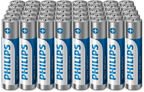 Philips Ultra AAA Alkaline Batteries - Reliable for Remotes, Toys and Small Gadgets, Pack of 40