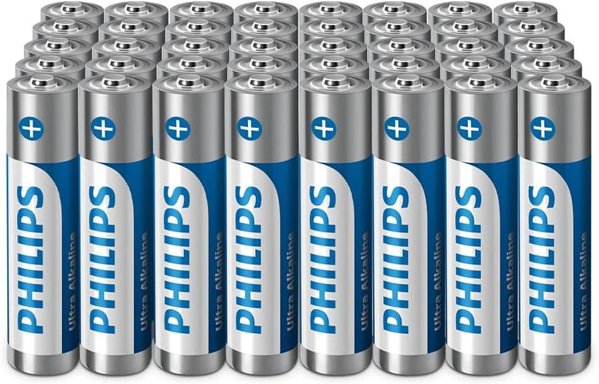 Philips Ultra AAA Alkaline Batteries - Reliable for Remotes, Toys and Small Gadgets, Pack of 40