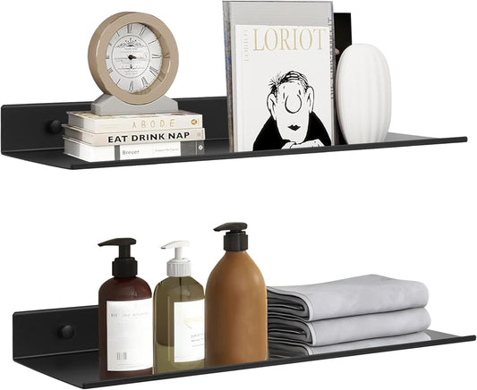 YUET Bathroom Shelf 2 Pack Wall Mounted Ã¢ÂÂ Black 30cm