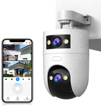 WiFi Security Camera 2K Dual-Lens Outdoor IP66 360Â° AI Motion Tracking WHITE