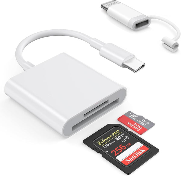 SD Card Reader for iPhone iPad,SD card to usb c Adapter for MicroSD,2 in 1