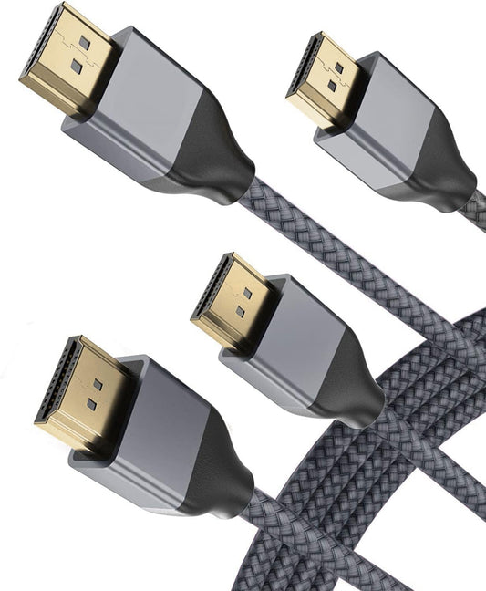 BASESAILOR 8K 60Hz HDMI Cable 1M/2Pack,48Gbps 7680P Ultra High Speed HDMI 2.1 Cord for Apple TV,Roku,Samsung QLED,Sony Playstation PS5,Xbox Series X/S,eARC HDR HDCP 2.2 2.3,2.0 4K 120Hz