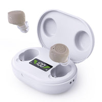 Rechargeable In-Ear Sound Amplifiers (Pair) Touch Control Noise Reduction LED Charging Case Beige
