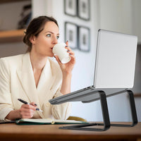 Tonmom Laptop Stand for Desk, Aluminum Laptop Riser Holder, Removable Metal Notebook Stand Ventilated Cooling Computer Riser Compatible with 10-15.6" Laptops