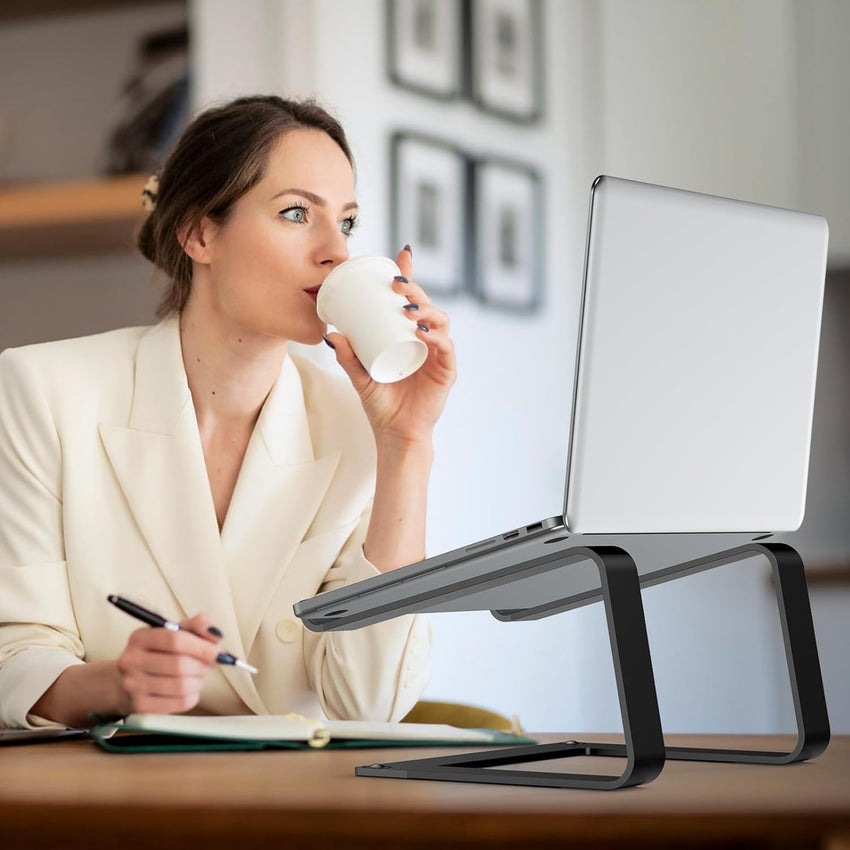 Tonmom Laptop Stand for Desk, Aluminum Laptop Riser Holder, Removable Metal Notebook Stand Ventilated Cooling Computer Riser Compatible with 10-15.6" Laptops