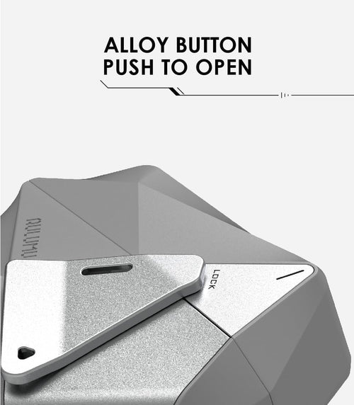 Aulumu A09 Geometric AirPods Pro Case [2nd/1st Generation] with Lock | Protective Cover with Nylon Buckle | Alloy Armour | Compatible with Apple AirPods Pro(2023/2022/2019) - Gray