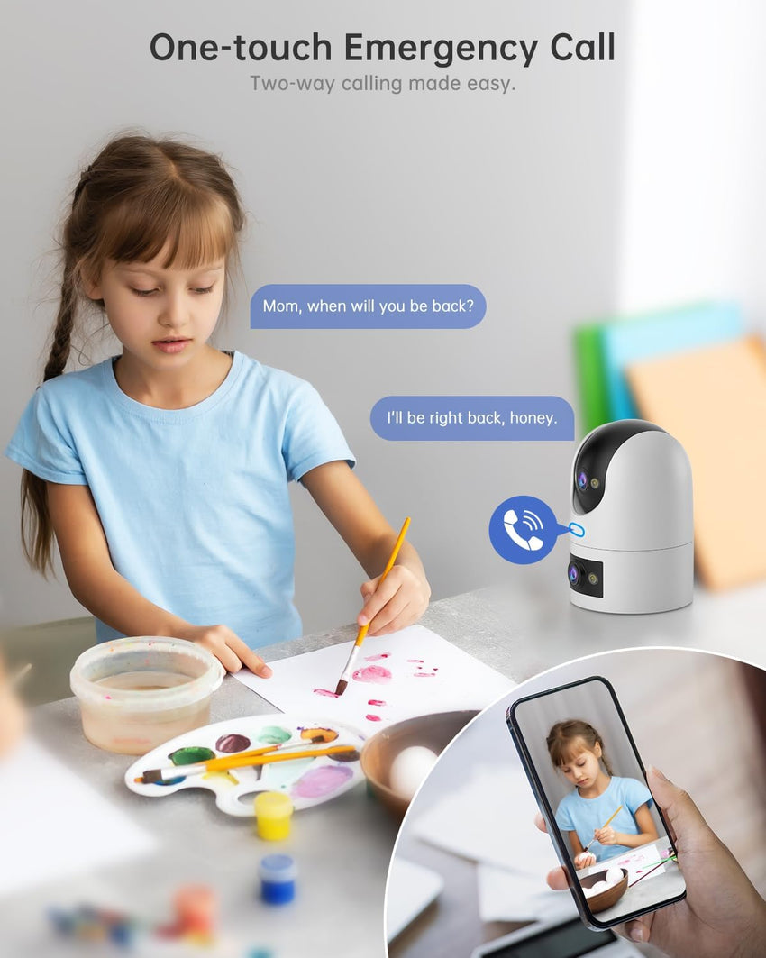 WiFi Security Camera 2K Dual-Lens Outdoor IP66 360Â° AI Motion Tracking WHITE