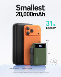 INIU 20000mAh Power Bank 22.5W PD3.0 QC4.0 USB-C Fast Charge Portable Battery Green