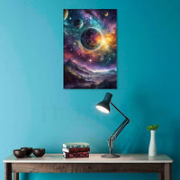 Planet Canvas Wall Art 1-Panel Milky Way Galaxy Print Framed Modern Home Decor â 36x24 in