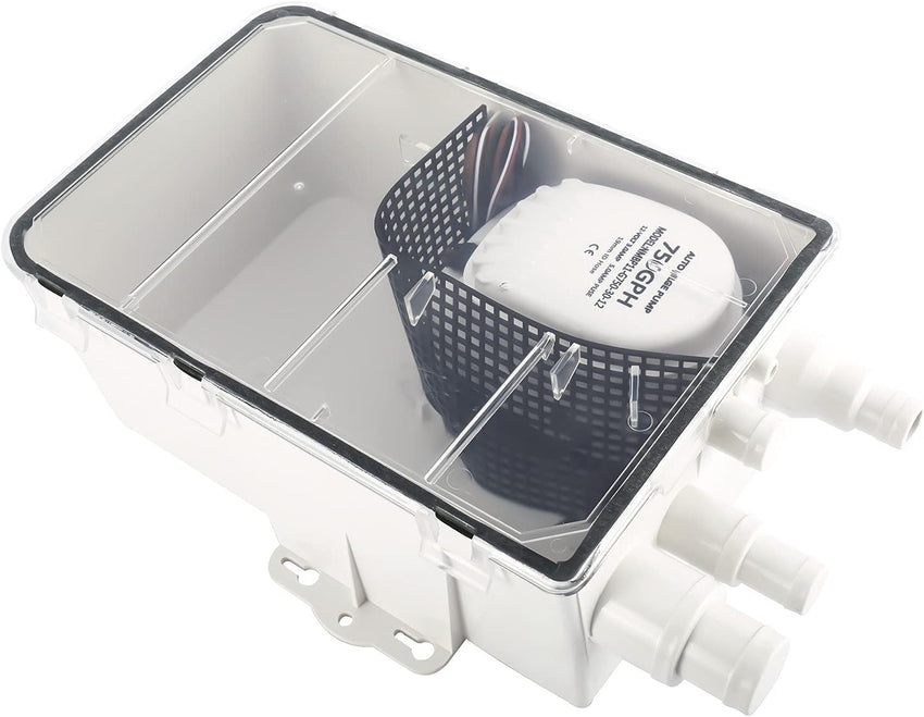 FreeTec Boat Marine Shower Sump Pump Drain Kit System Shower Pump System 12v 750 GPH Multi Port Inlet