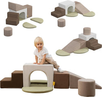 BanaSuper Kids Soft Play Set, Baby Foam Climbing Blocks, Climb and Crawl Foam Blocks, Toddler Indoor Soft Playground for Sensory Motor Skills, Montessori Activity Toys, EN71 Certified, Grey