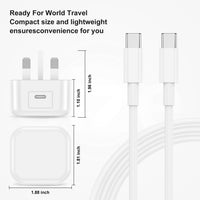 iPhone 17 16 15 Fast Charger, 20W USB C Charger Fast Charging Plug and 2M Type C to C Cable Lead for Apple iPhone 17 Pro Max/17 Air/16 Pro Max/16/15 Plus/15/MacBook Pro/iPad Pro 12.9/11 inch/Air/Mini