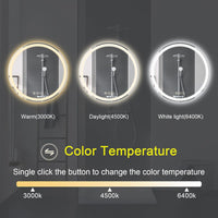 AI-LIGHTING 40cm Round LED Mirror Bathroom Circular Mirror with Lights Illuminated Anti-Fog Backlit Light Up Circle Mirror Touch Switch Color Change Demister IP44 Dimmable