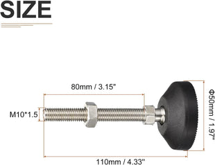 Leveling Feet Adjustable Swivel Levelers 4-Pack â Nylon Black